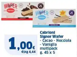 Sigma Cabrioni Signor Wafer Cacao, Nocciola, Vaniglia multipack offerta