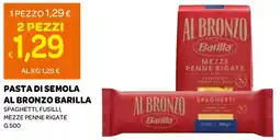 Ekom Pasta di semola al bronzo barilla spaghetti, fusilli, mezze penne rigate offerta