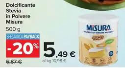 Carrefour Dolcificante Stevia in Polvere Misura offerta