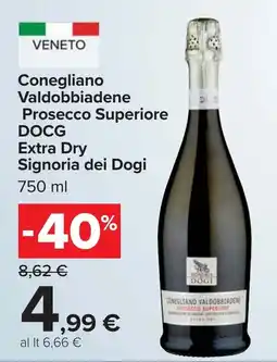 Carrefour Conegliano Valdobbiadene Prosecco Superiore DOCG Extra Dry Signoria dei Dogi offerta