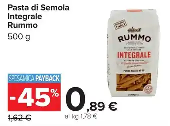 Carrefour Pasta di Semola Integrale Rummo offerta
