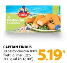 Famila Superstore CAPITAN FINDUS 10 bastoncini con 100% filetti di merluzzo offerta