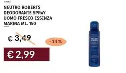 Prezzemolo e Vitale Neutro roberts deodorante spray uomo fresco essenza marina offerta