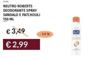 Prezzemolo e Vitale Neutro roberts deodorante spray sandalo e patchouli offerta