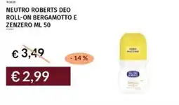 Prezzemolo e Vitale Neutro roberts deo roll-on bergamotto e zenzero offerta