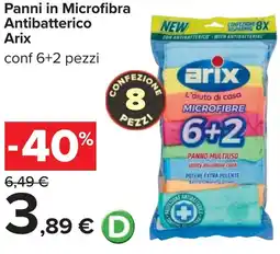 Carrefour Panni in Microfibra Antibatterico Arix offerta