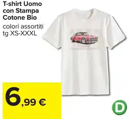 Carrefour T-shirt Uomo con Stampa Cotone Bio offerta