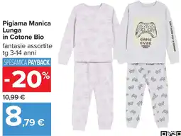 Carrefour Pigiama Manica Lunga in Cotone Bio offerta
