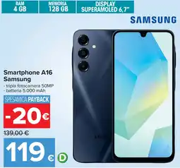 Carrefour Smartphone A16 Samsung offerta