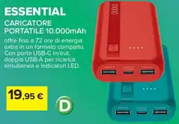 Carrefour Essential caricatore portatile 10.000mah offerta