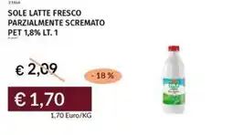 Prezzemolo e Vitale Sole latte fresco parzialmente scremato pet 1,8% offerta
