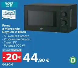 Carrefour Forno a Microonde Daya 20 Lt Black offerta