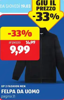 ALDI Up 2 fashion men felpa da uomo offerta