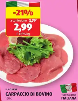 ALDI Il podere carpaccio di bovino offerta