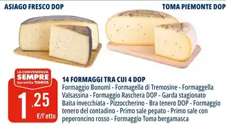 Tigros 14 formaggi tra cui 4 dop asiago fresco DOP toma piemonte DOP offerta