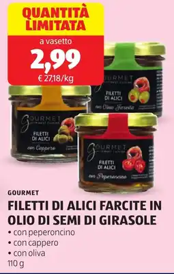 ALDI Gourmet filetti di alici farcite in olio di semi di girasole offerta