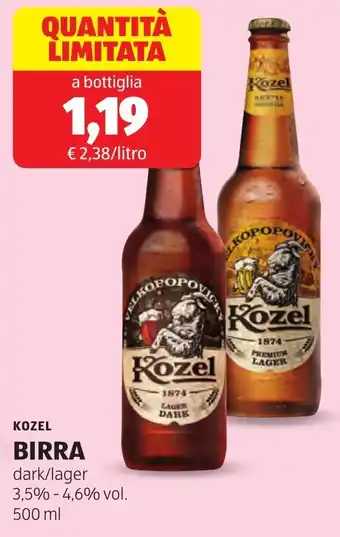 ALDI Kozel birra offerta