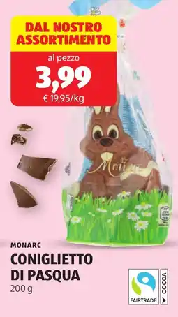 ALDI Monarc coniglietto di pasqua offerta