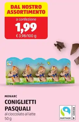 ALDI Monarc coniglietti pasquali offerta
