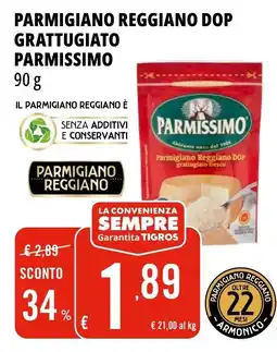 Tigros Parmigiano reggiano dop grattugiato PARMISSIMO offerta