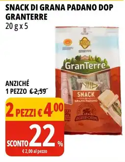Tigros Snack di grana padano dop GRANTERRE offerta