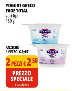 Tigros Yogurt greco FAGE TOTAL offerta