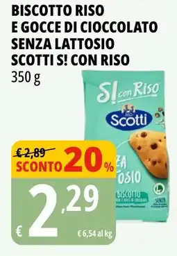 Tigros Biscotto riso e gocce di cioccolato senza lattosio SCOTII S! CON RISO offerta