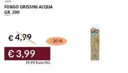 Prezzemolo e Vitale Fongo grissini acqua offerta