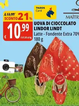 Tigros Uova di cioccolato lindor LINDT offerta
