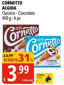 Tigros Cornetto ALGIDA Classico - Cioccolato 6 pz offerta