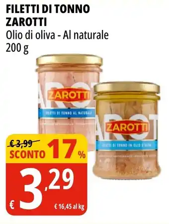 Tigros Filetti di tonno ZAROTTI offerta