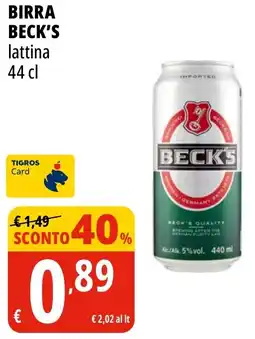 Tigros Birra BECK'S lattina offerta