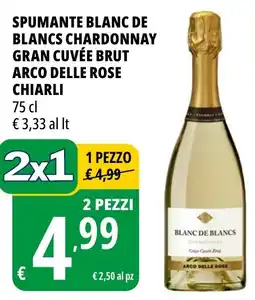 Tigros Spumante blanc de blancs chardonnay gran cuvée brut ARCO DELLE ROSE CHIARLI offerta