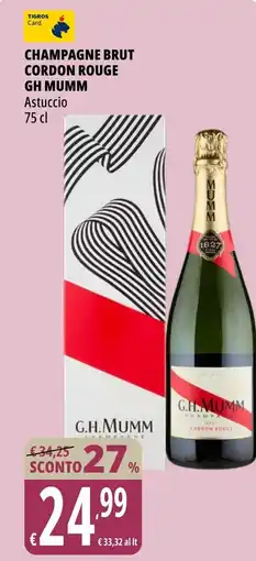 Tigros Champagne brut cordon rouge GH MUMM Astuccio offerta
