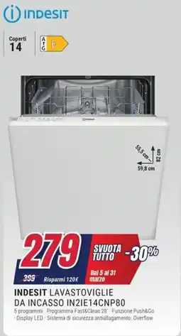 Trony INDESIT LAVASTOVIGLIE DA INCASSO IN2IE14CNP80 offerta