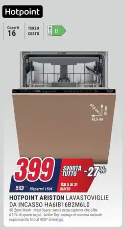 Trony HOTPOINT ARISTON LAVASTOVIGLIE DA INCASSO HA6IB16B2M6L0 offerta