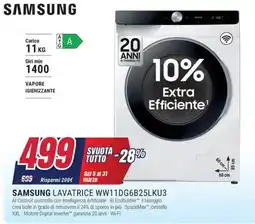 Trony SAMSUNG LAVATRICE WW11DG6B25LKU3 offerta