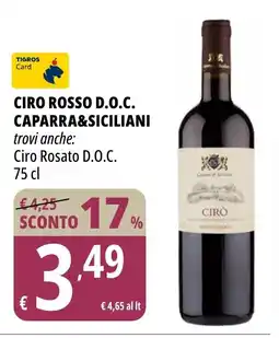 Tigros Ciro rosso D.O.C. CAPARRA&SICILIANI offerta