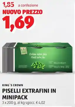 ALDI King's crown piselli extrafini in minipack offerta