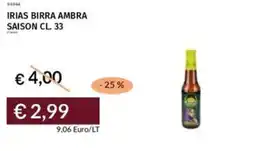 Prezzemolo e Vitale Irias birra ambra saison offerta