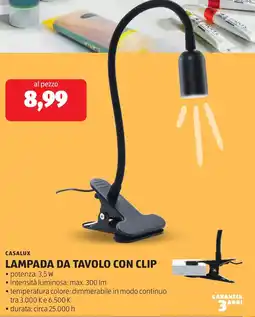 ALDI Casalux lampada da tavolo con clip offerta