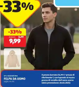 ALDI Up 2 fashion men felpa da uomo offerta