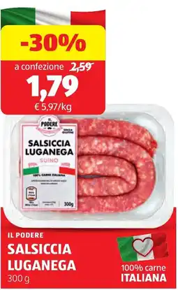 ALDI Il podere salsiccia luganega offerta