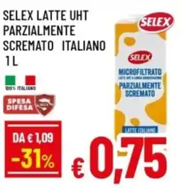 Famila Selex latte uht parzialmente scremato italiano offerta