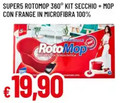 Famila Super5 rotomop 360° kit secchio + mop con frange in microfibra 100% offerta