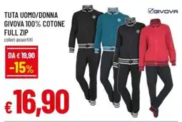 Famila Tuta uomo/donna givova 100% cotone full zip offerta