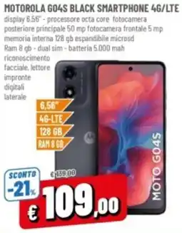 Famila MOTOROLA GO4S BLACK SMARTPHONE 4G/LTE offerta