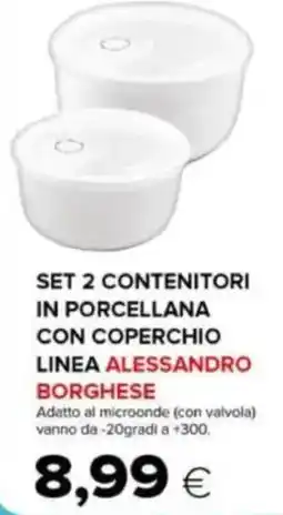 Oasi Set 2 contenitori in porcellana con coperchio linea alessandro borghese offerta