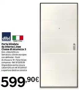 Leroy Merlin dibi Porta blindata da interno Linee Classe di sicurezza 3 offerta