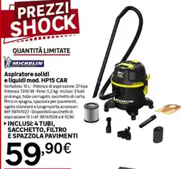 Leroy Merlin MICHELIN Aspiratore solidi e liquidi mod. HP15 CAR offerta